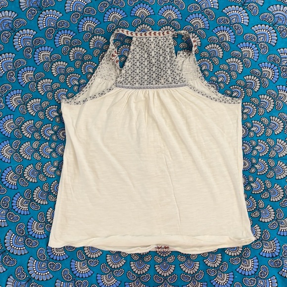 Cream, blue and red halter top - Picture 3 of 3